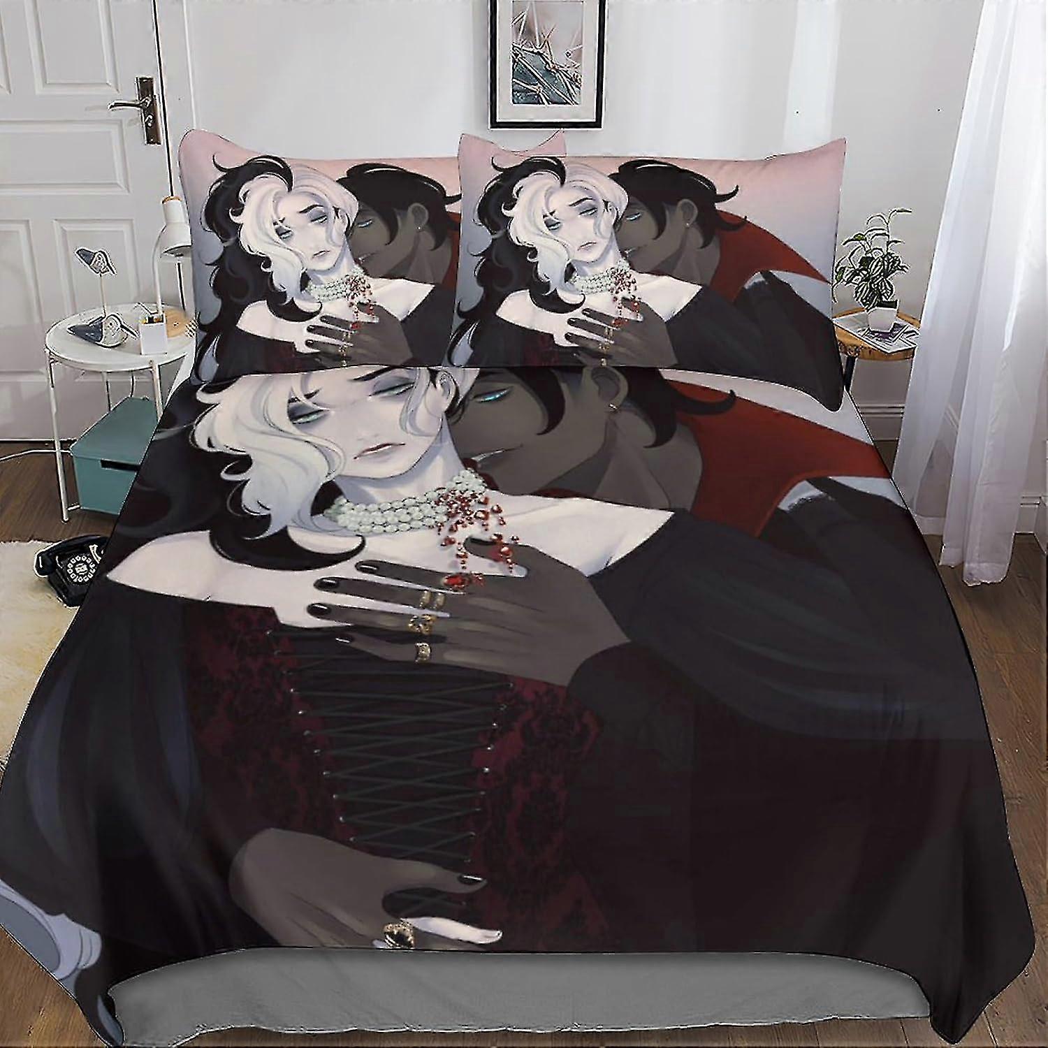 3D Duvet Cover Set with Skull Design, Soft Microfiber Comforter Cover with Pillowcases, 3 Piece Set