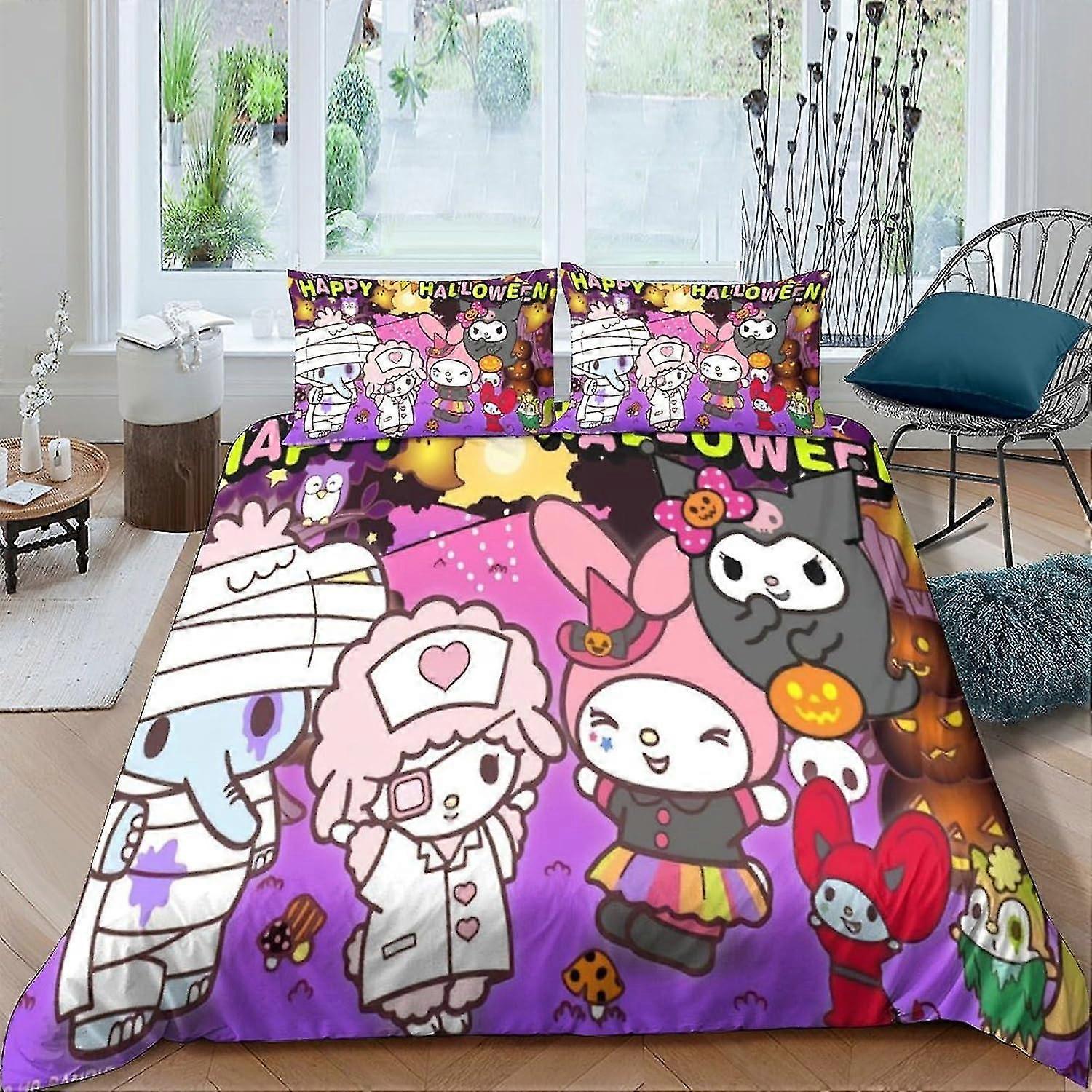3D Printed Anime Characters Duvet Cover Set for Boys and Girls - Soft Microfiber with Zipper Closure