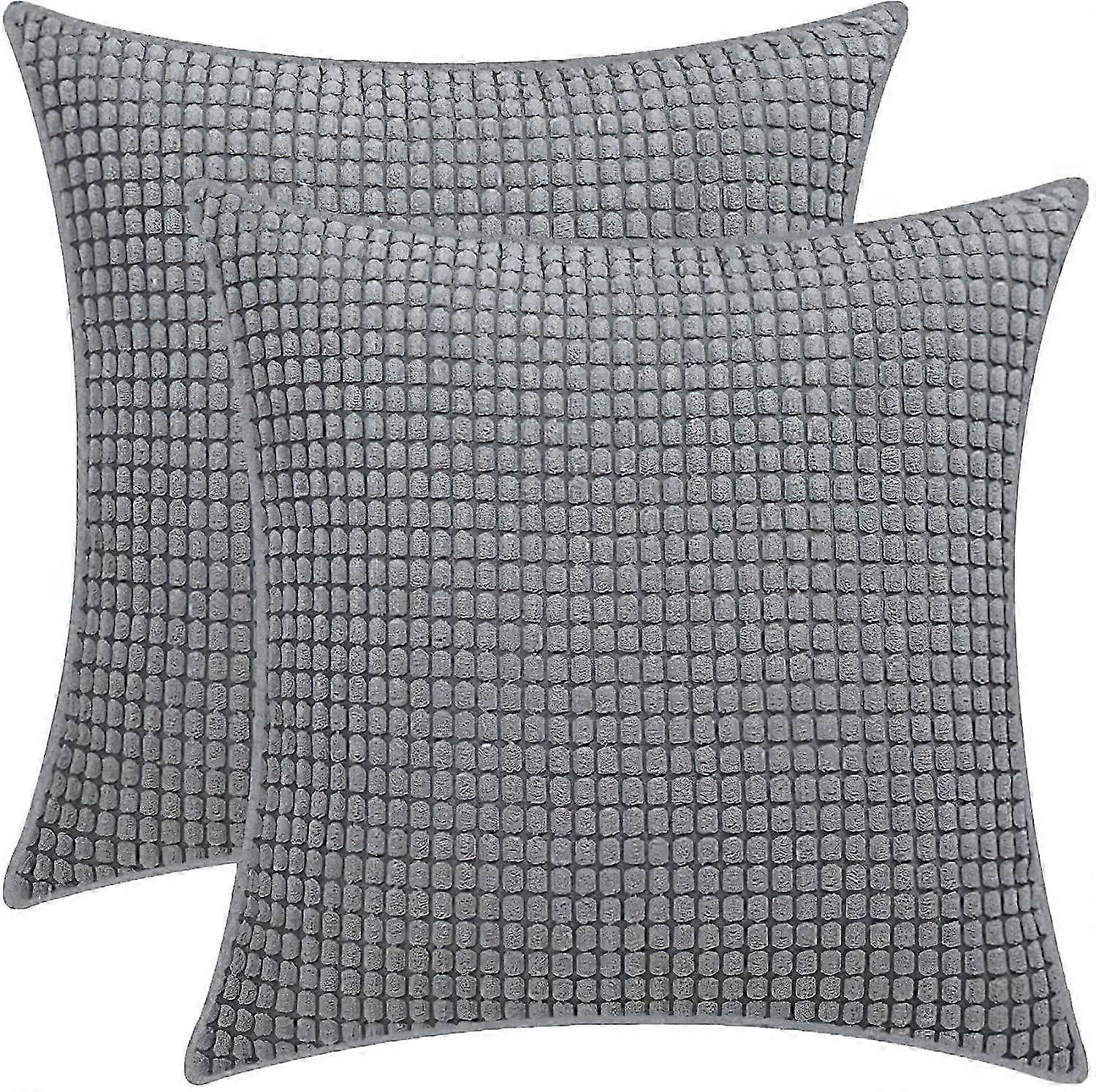 Soft Corduroy Cushion Covers for Sofa & Bed (45x45cm, Grey)