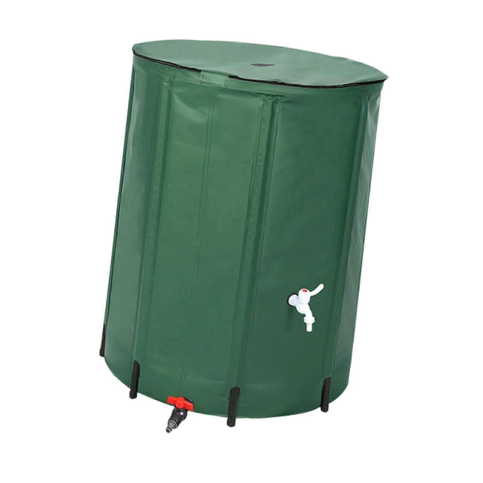 Green Foldable Rain Barrel Rainwater Collection Barrel Water Storage Container with Tap 200L