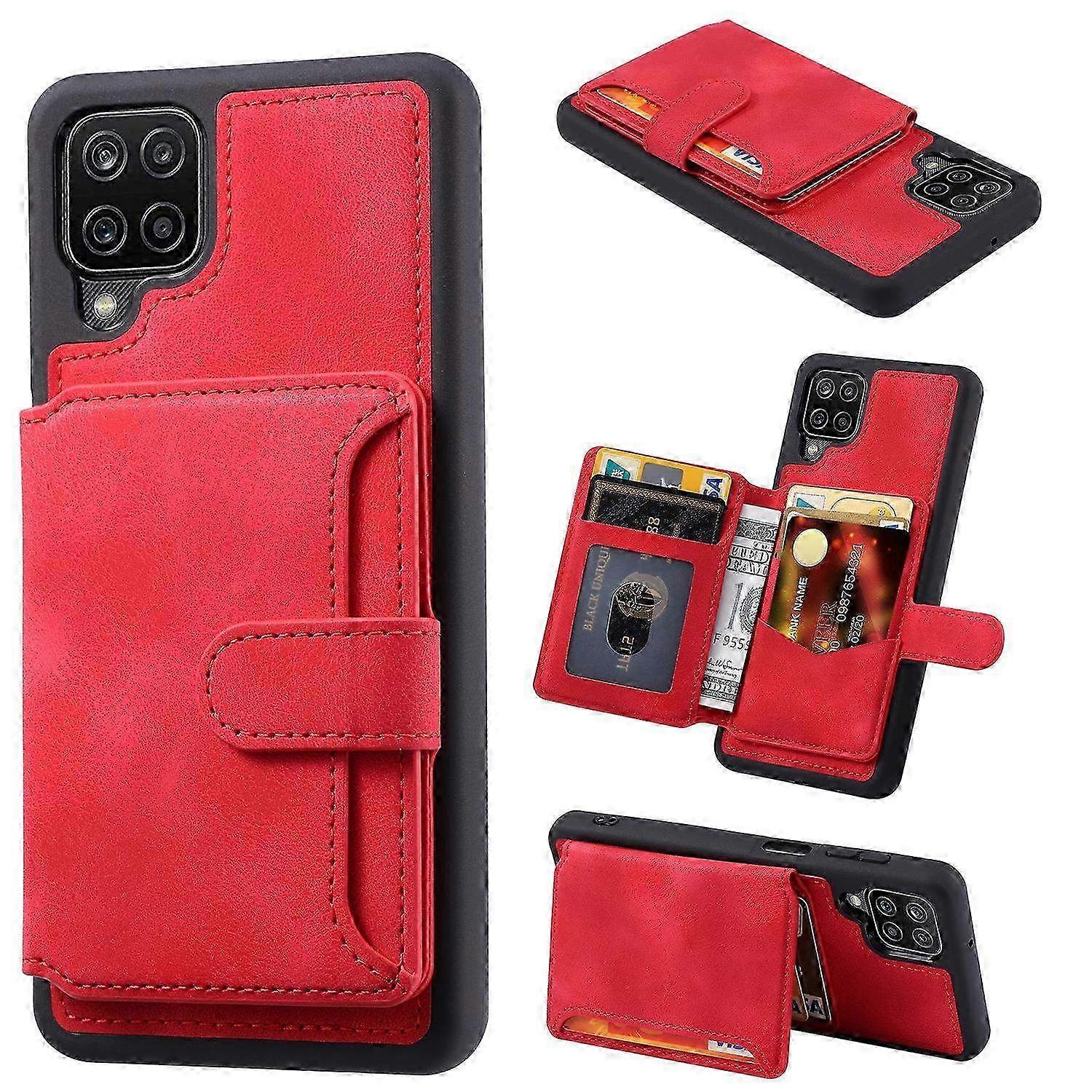 RFID Blocking Leather Coated TPU Phone Case with Kickstand Wallet for Samsung Galaxy A12 M12