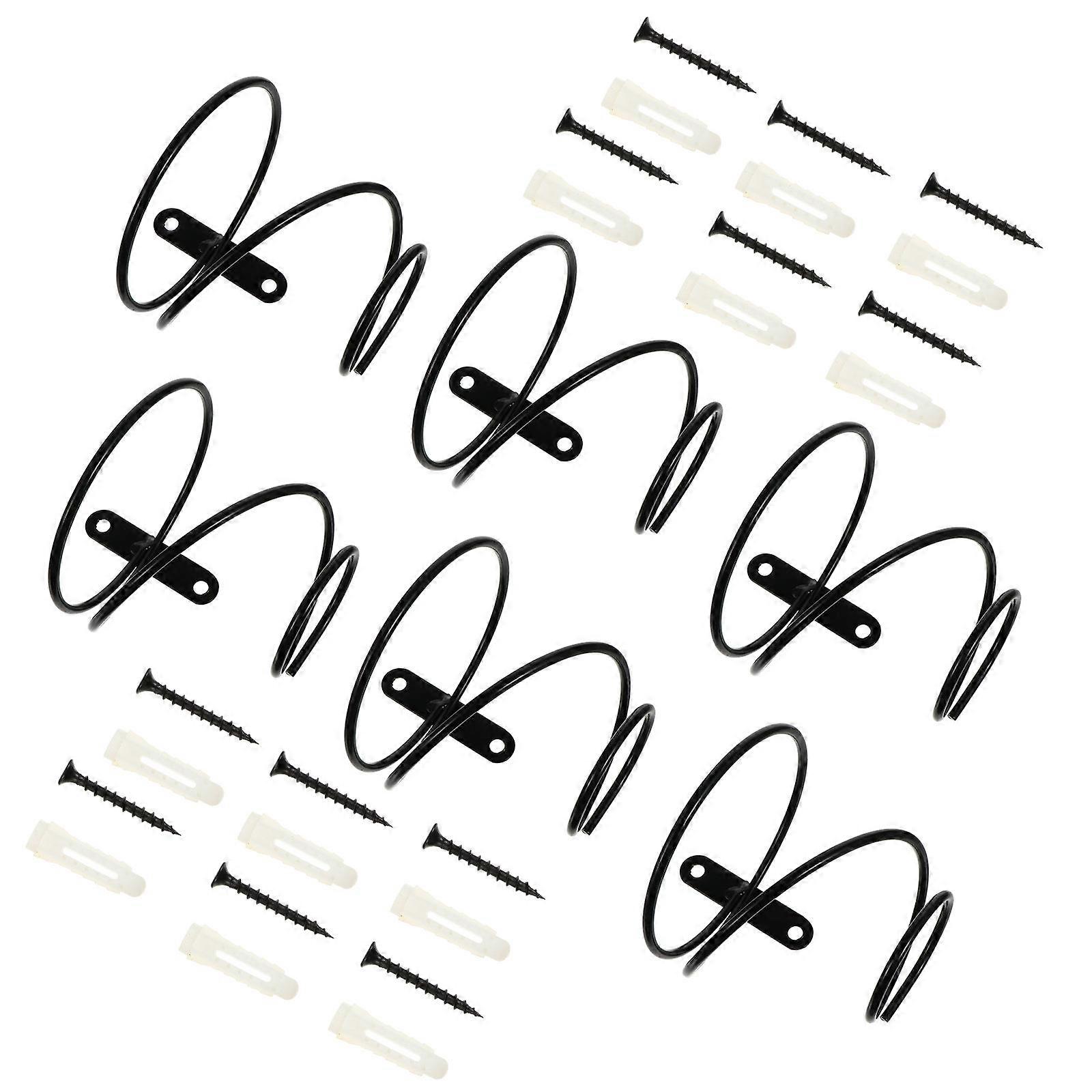 Compact Storage Rack Racks Elegant Design Wall Mounted Holder Black 6Pcs