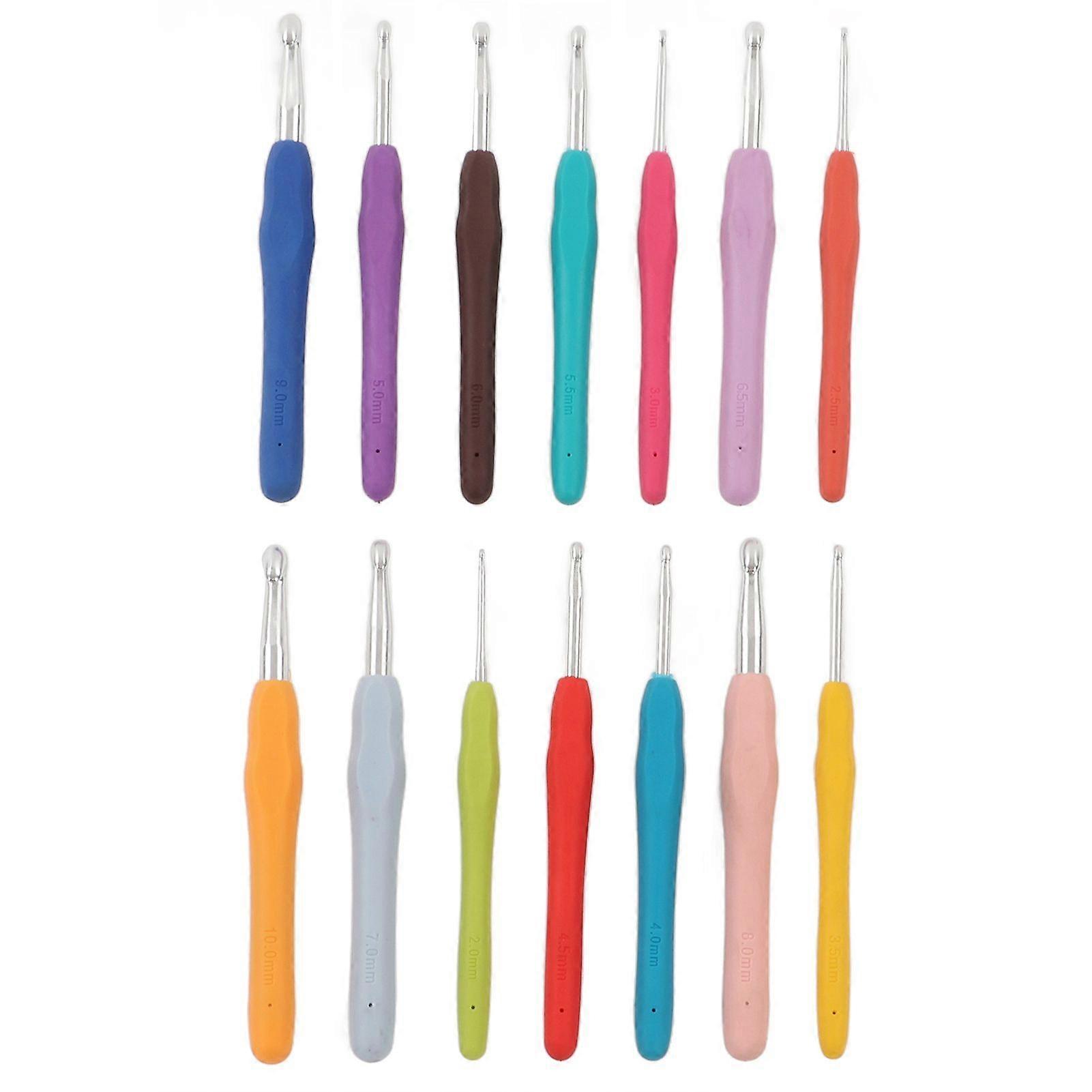 2025 Latest Model  14pcs Crochet Hooks Comfortable Ergonomic Handle Glossy Tip