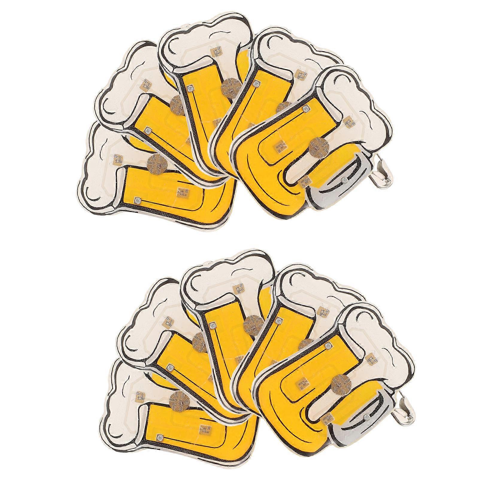 Glowing Beer Mug Brooch Pins for Decoration 15Pcs Cartoon