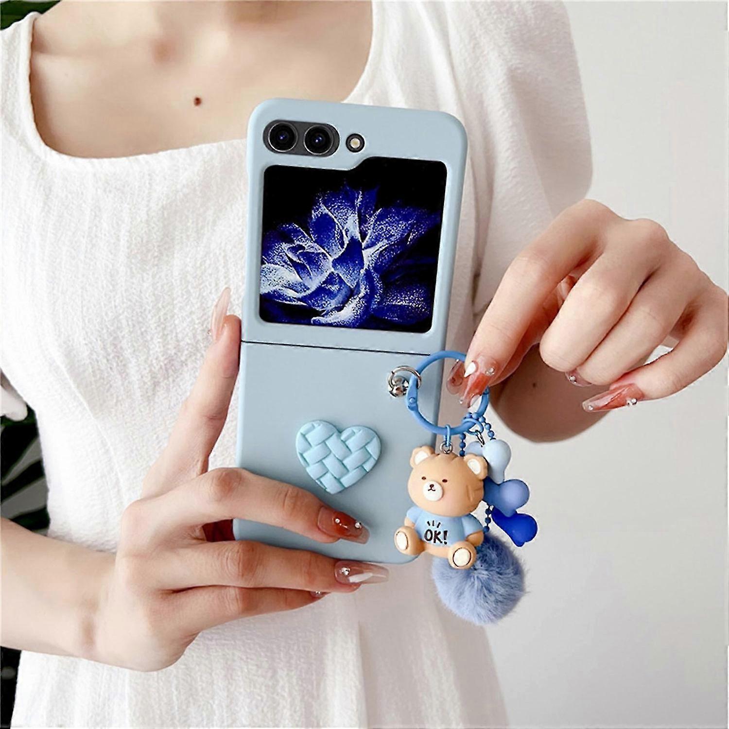 Z Flip 5 Case Cute Cartoon Cover Cases with Key Chain Hanger