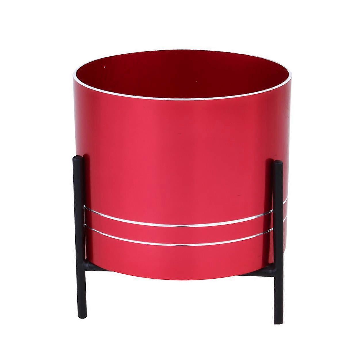 Indoor Landscape Pot Metal Flower Stand Space-Saving Design for Adults Home Use Red 1Set