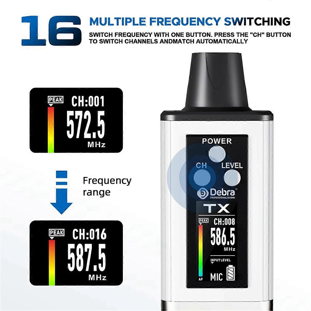 Debra EMX-1 Audio Wireless Monitoring System Rechargeable with 16 Adjustable Frequency