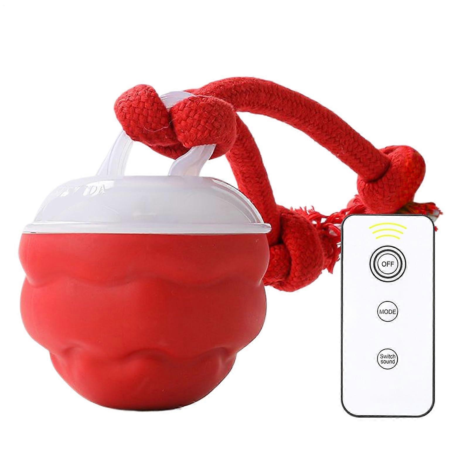 Interactive Dog Ball with Automatic Turning for Puppy Play, Soft Chew Toy for Indoor and Outdoor Use, Quiet Rolling Red Pet Toy