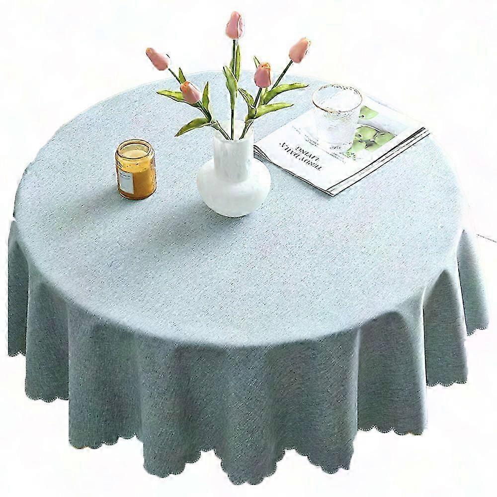 Vintage Linen Texture Round Tablecloth for Kitchen Dining Small Table