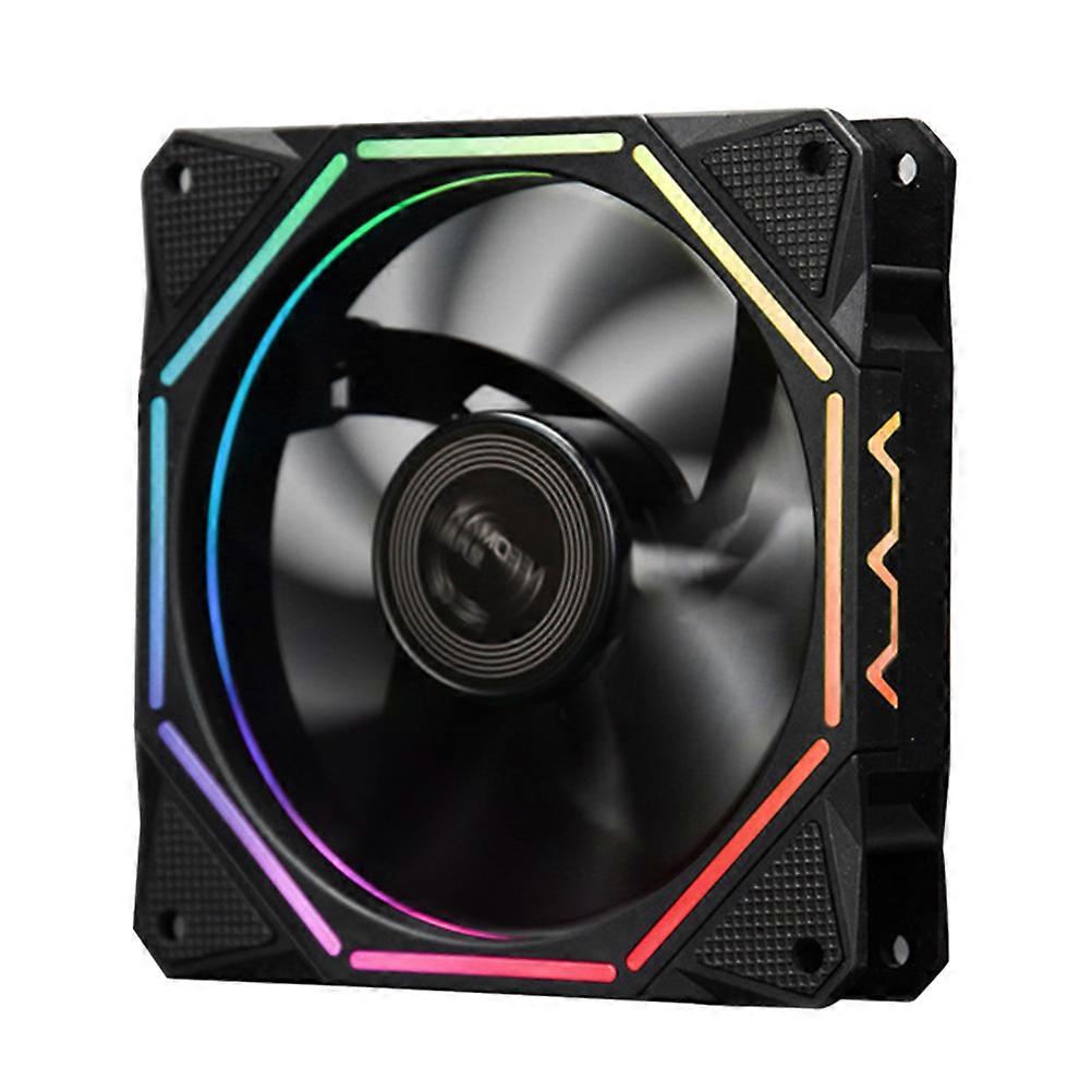 Cooling Fan Pc Desktop Radiator Light Synchronization ABS Material Square Shape 12cm 1Set