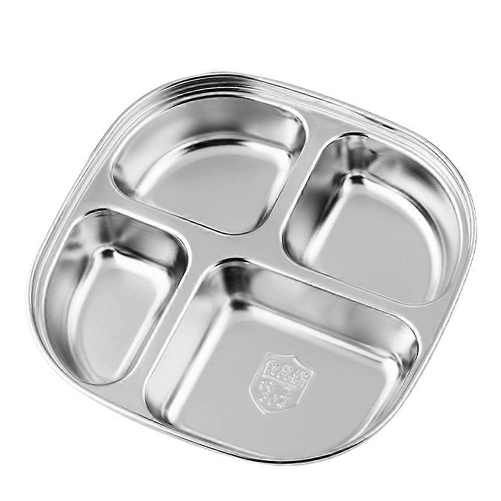Stainless Steel Divided Food Serving Tray with Multi Compartment Grid for Portion Control – Ideal for Home Use and Diet Conscious Adults