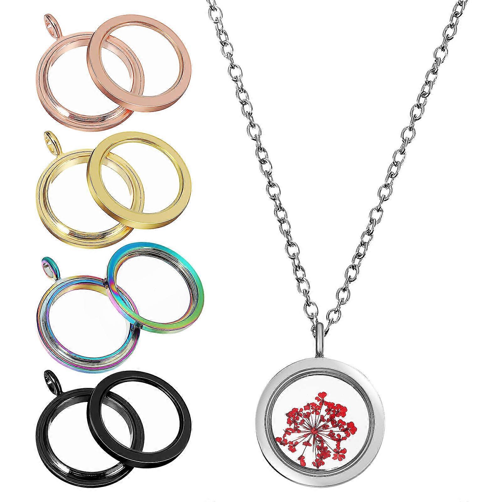 5pcs Round Photo Locket Pendant   Durable Memory Lockets for DIY Jewelry, Charms, Key Chains & Floating Frame Display