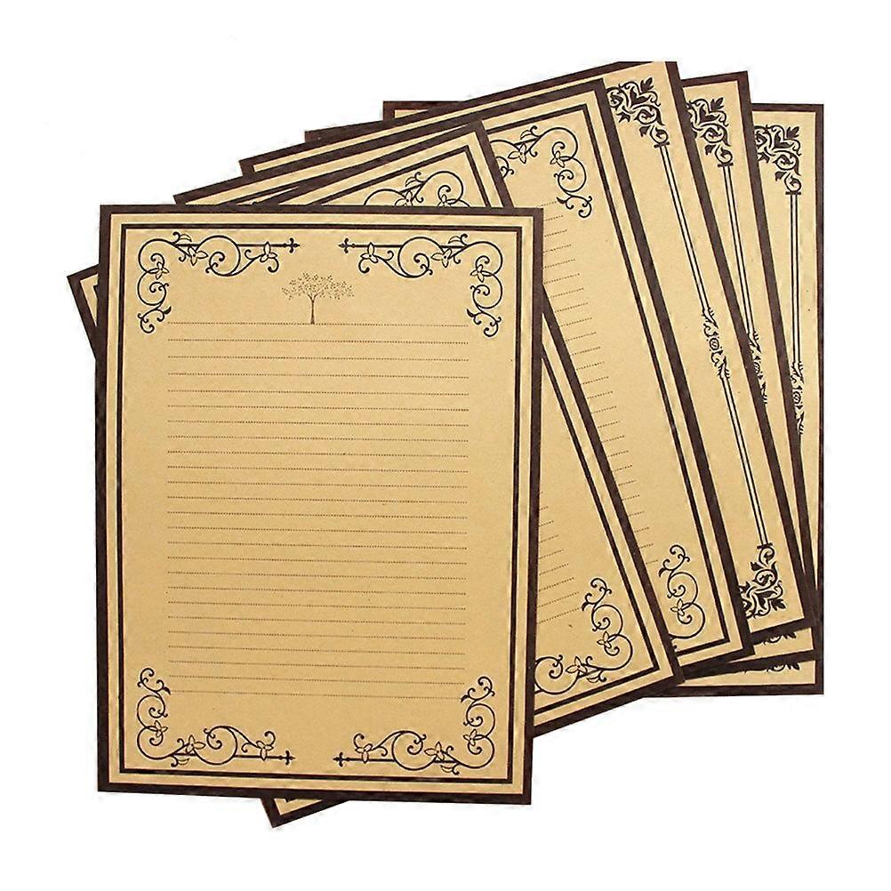8Pcs Kraft Paper Retro Writing Paper Vintage Letter Paper Stationery Set (2 Patterns)