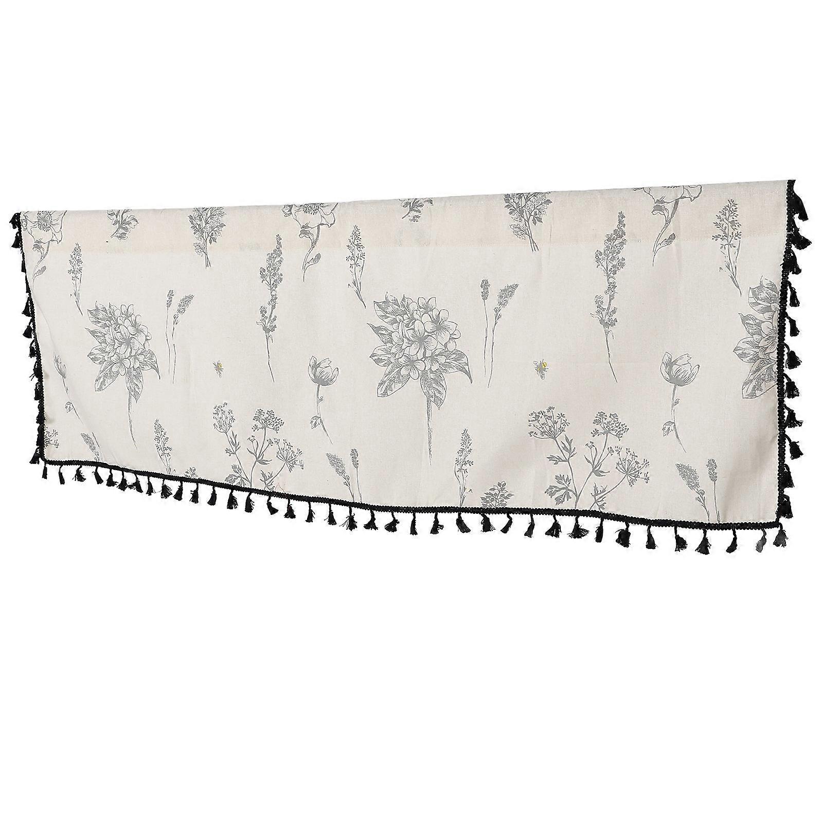Window Curtain Short Sheer Valance for Kitchen Window Vintage Home Decor Beige Cotton Linen 1Pack Privacy