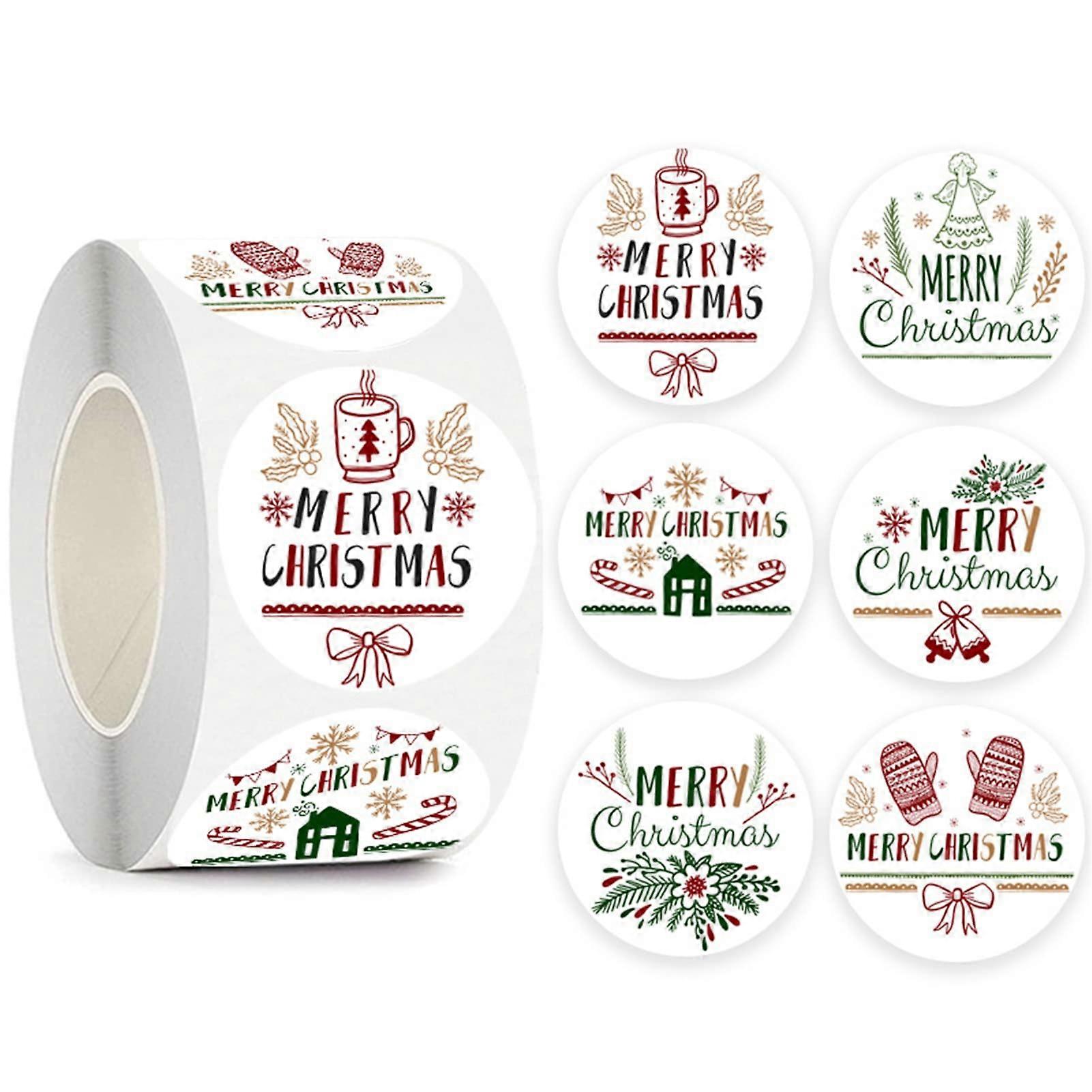 Label Tags DIY Ultra Thin Removable Various Patterns Merry Christmas Round Package Stickers Seasonal Decor D 2.5 cm