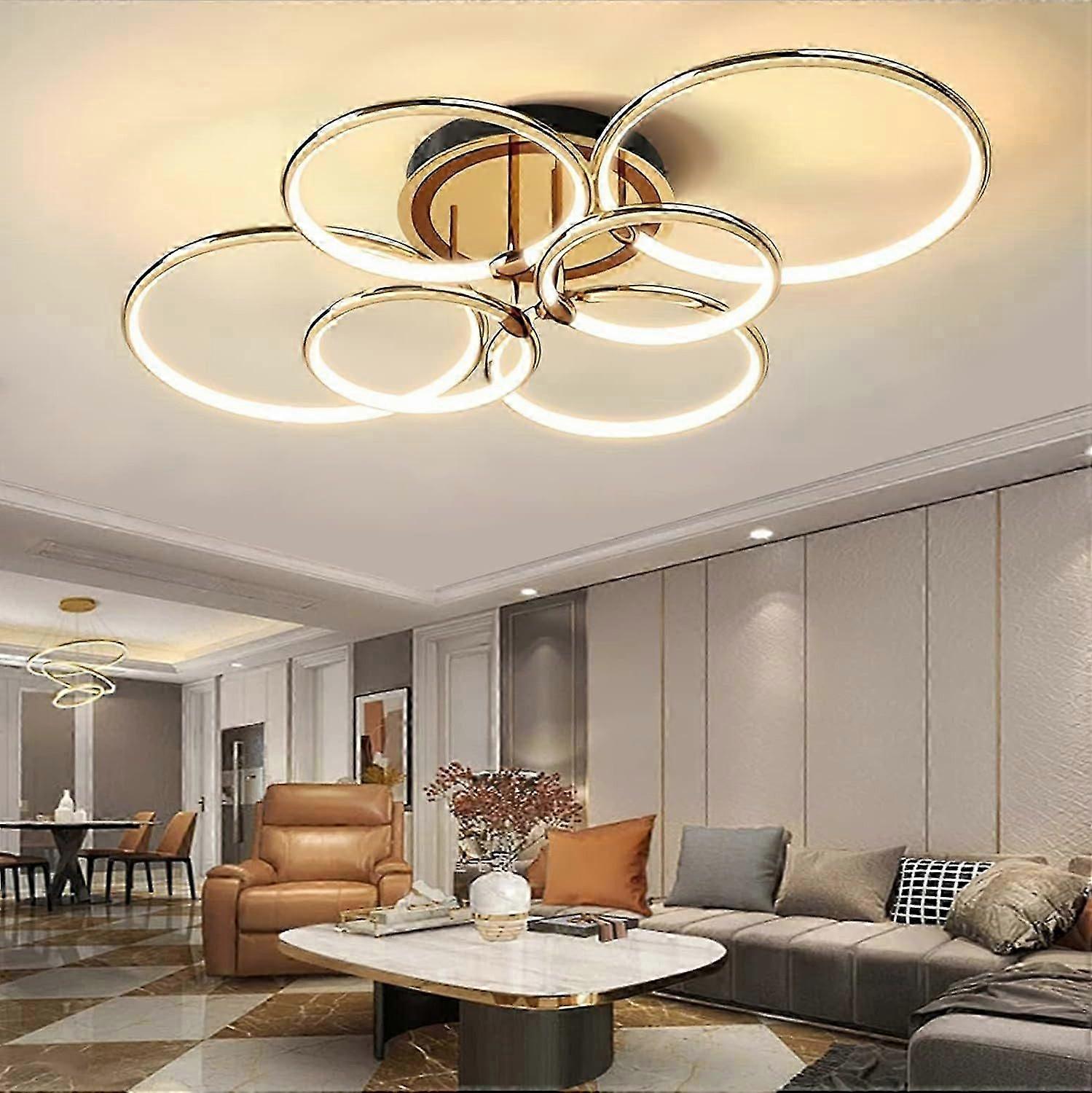 Ceiling lights Ceiling lamps 6 ring design lighting, dimmable three color temperatures