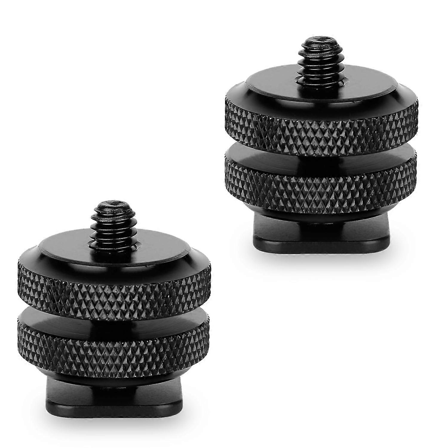 Camera hot shoe adapter, 2 pieces, tripod thread for hot shoe, 1/4 inch, for microphones, audio recorder, tripod connection, black Hot Shoe 2pcs