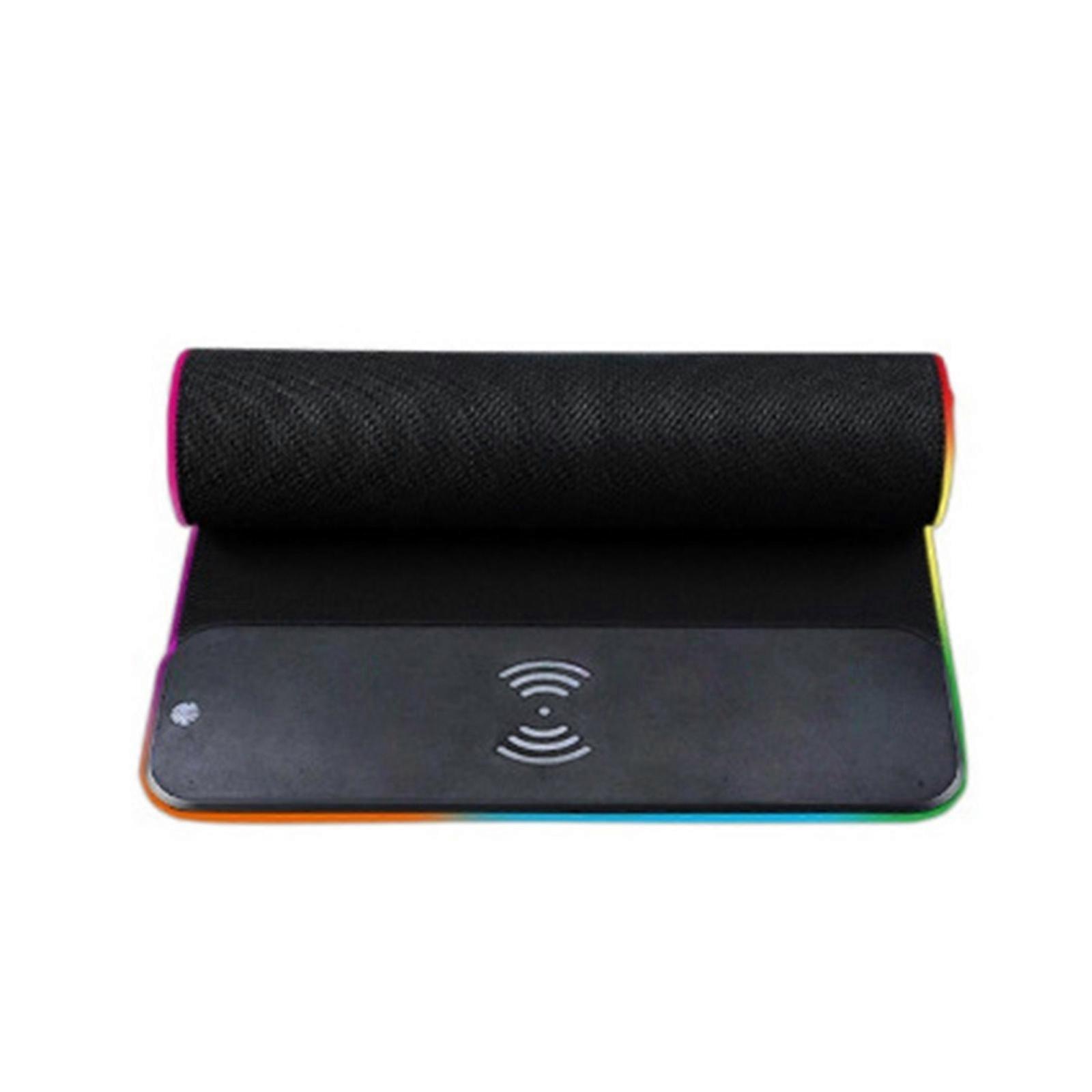 LED Mouse Pad Large Mouse Pad with 15W Wireless Charging Portable Gaming Mouse Pad Nonslip Rubber Base for PC Laptop Multicolor