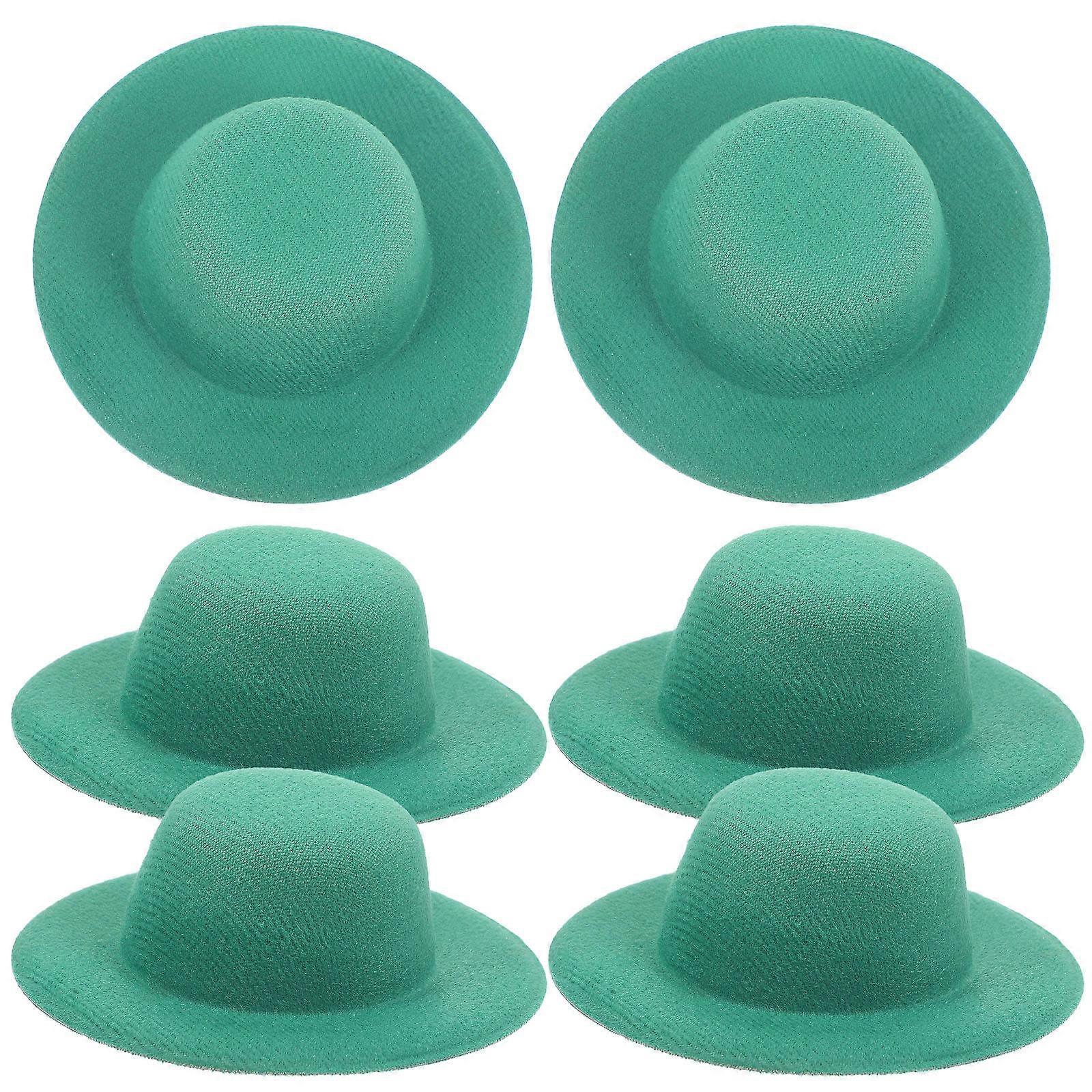Green Fabric Miniature Cowgirl Hats for Decoration 6 Pieces Small Hat Crafts Accessories