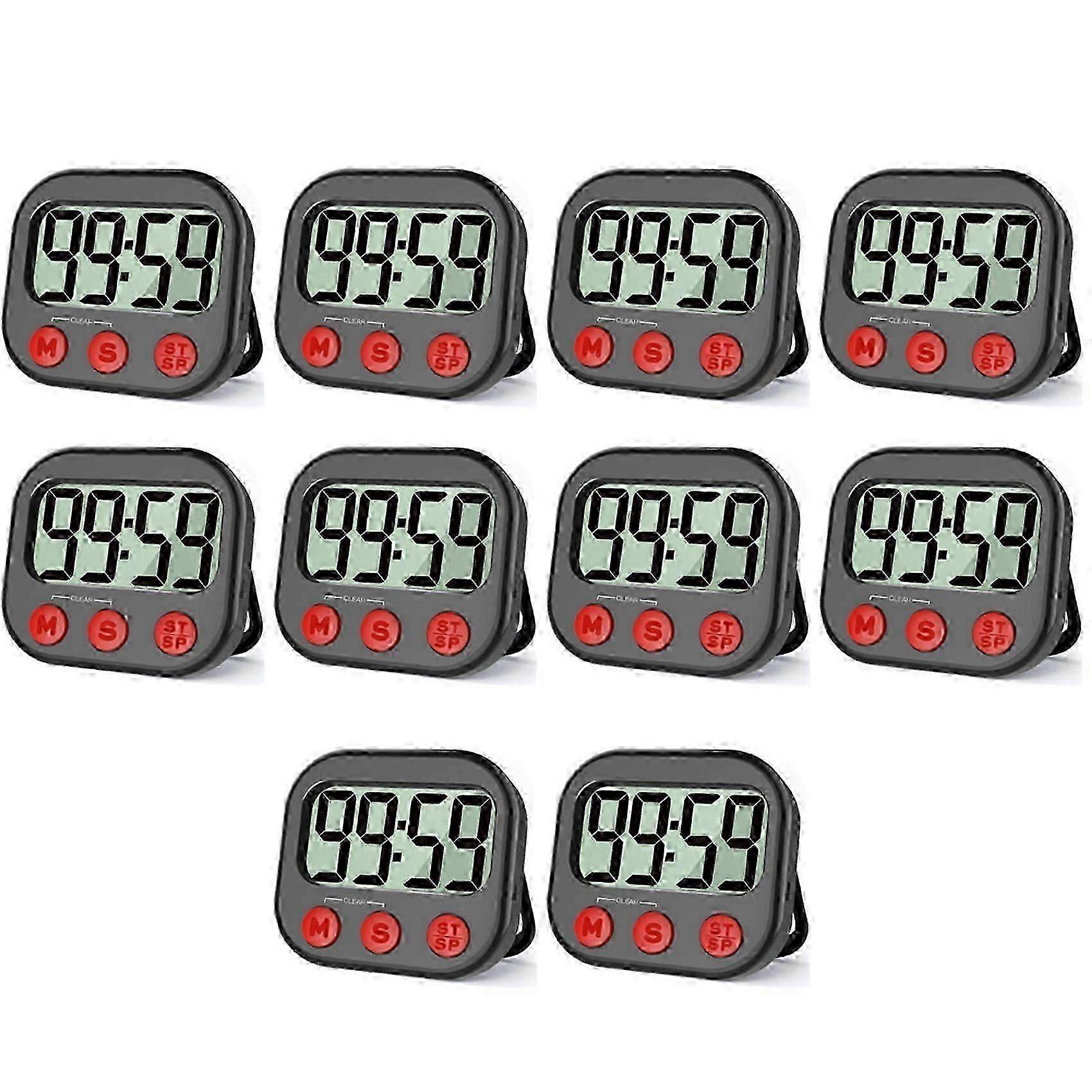 10X Kitchen Timer, Digital Visual Timer Magnetic Clock Stopwatch Countdown Timer, Large LCD Screen