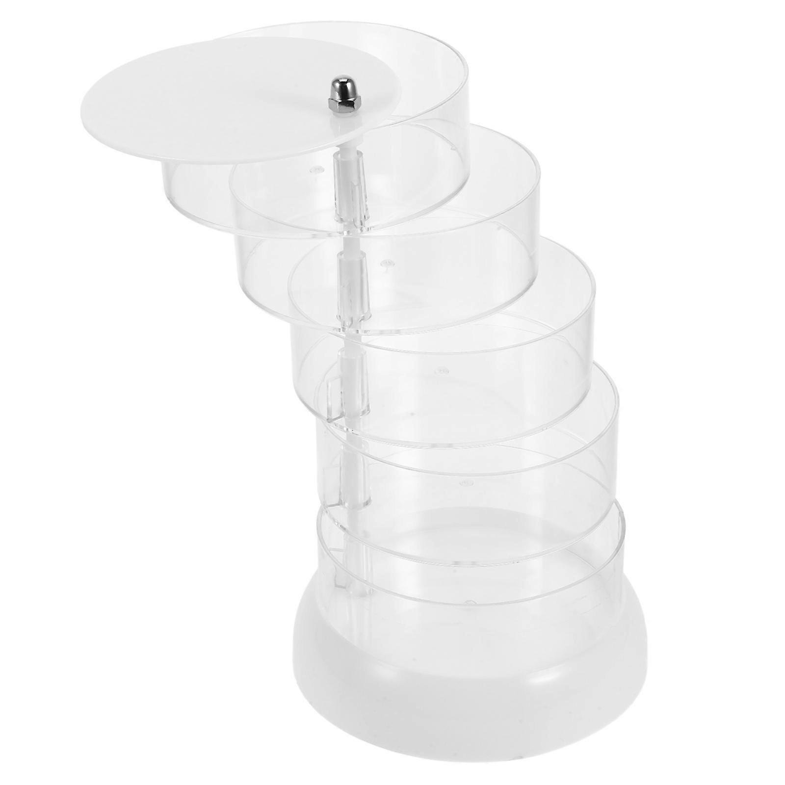 Jewelry Multi-Functional Storage Box Rotating Desk Organizer Clear Acrylic Material Office Home Use Round Shape 1Pack
