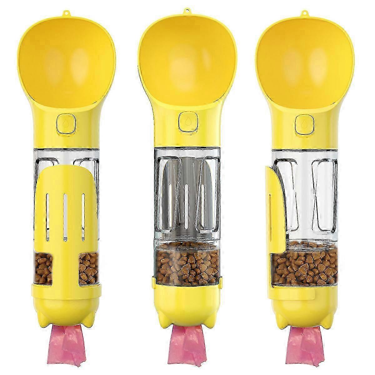 5 in 1 tragbare Hundewasserflasche 300ml Multifunktionaler Wasserspender für Haustiere mit Futterbox 2025