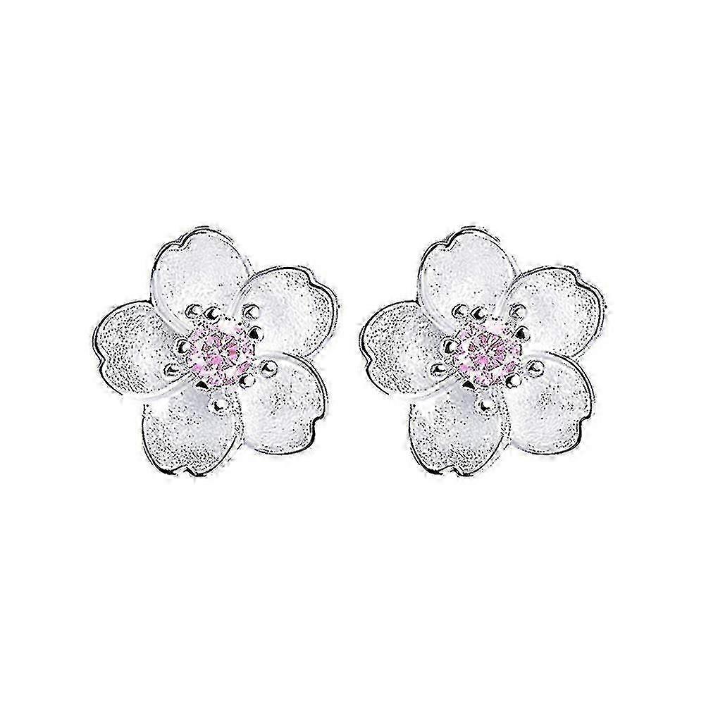 Cherry blossom earrings for ladies with silver stud design