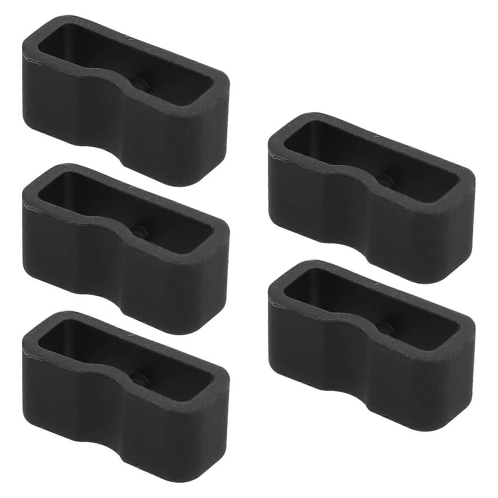 Silicone Watch Band Fastener Rings Black Durable Comfortable Easy to Install 5Pcs