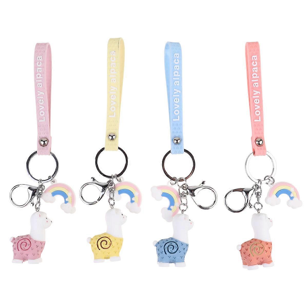 Key Charm Keychain Alpaca Ornament Little Girls Everyday Use 10x2.5x3cm Resin