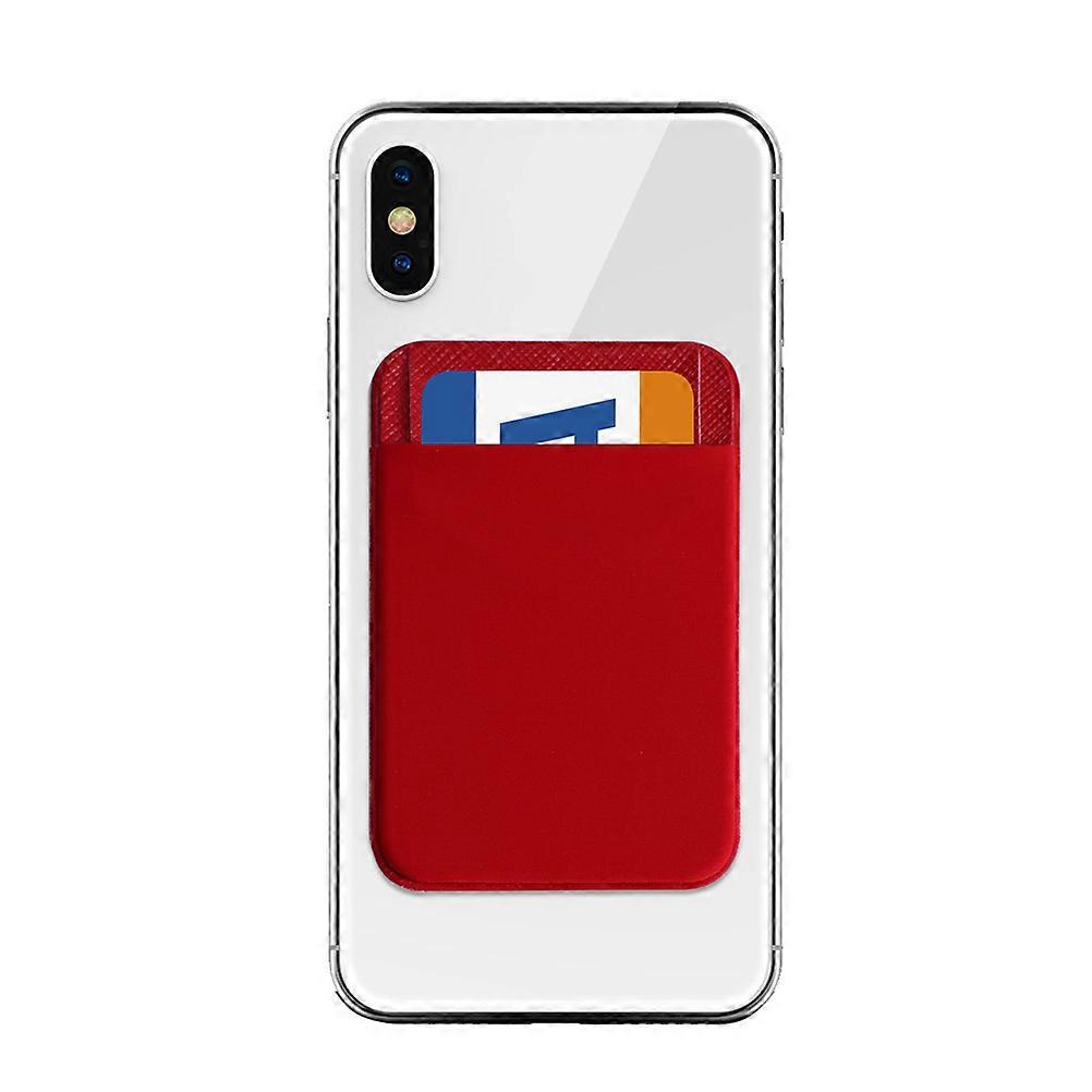 Red Adhesive Phone Wallet for Easy Access to Cards and Cash Durable PU PVC Material Size 3.5 x 2.5 Inches
