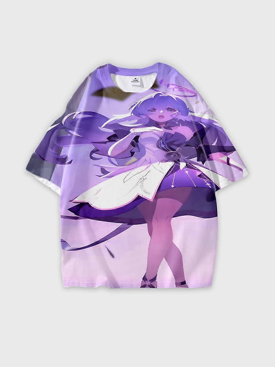 T-shirt round neck Role Pattern loose short sleeve D944