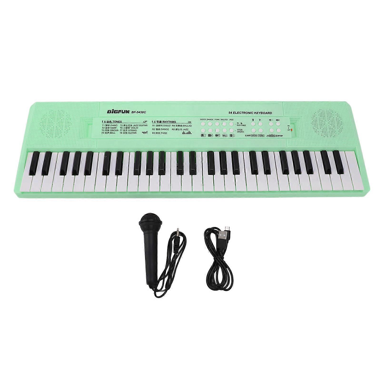 54 Key Electronic Piano Keyboard with Wired Microphone Support Recording Multifunction Kids Electronic Piano Music Keyboard Green