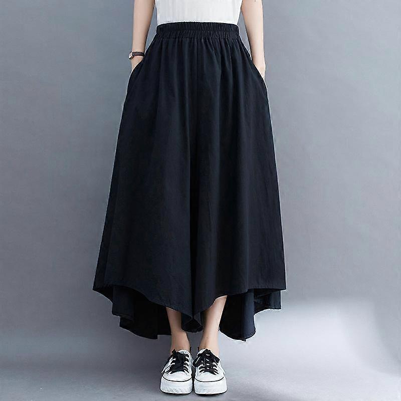 Cotton and Linen Large Size Nine-point Pants Women's Loose Wide-leg Pants Are Thin and Irregular Casual Culottes