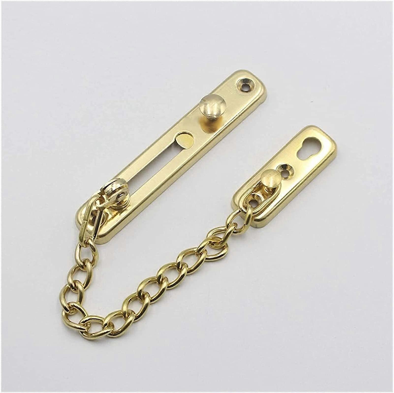 Stainless steel antitheft door chain, thick buckle security lock (Color: Gold)