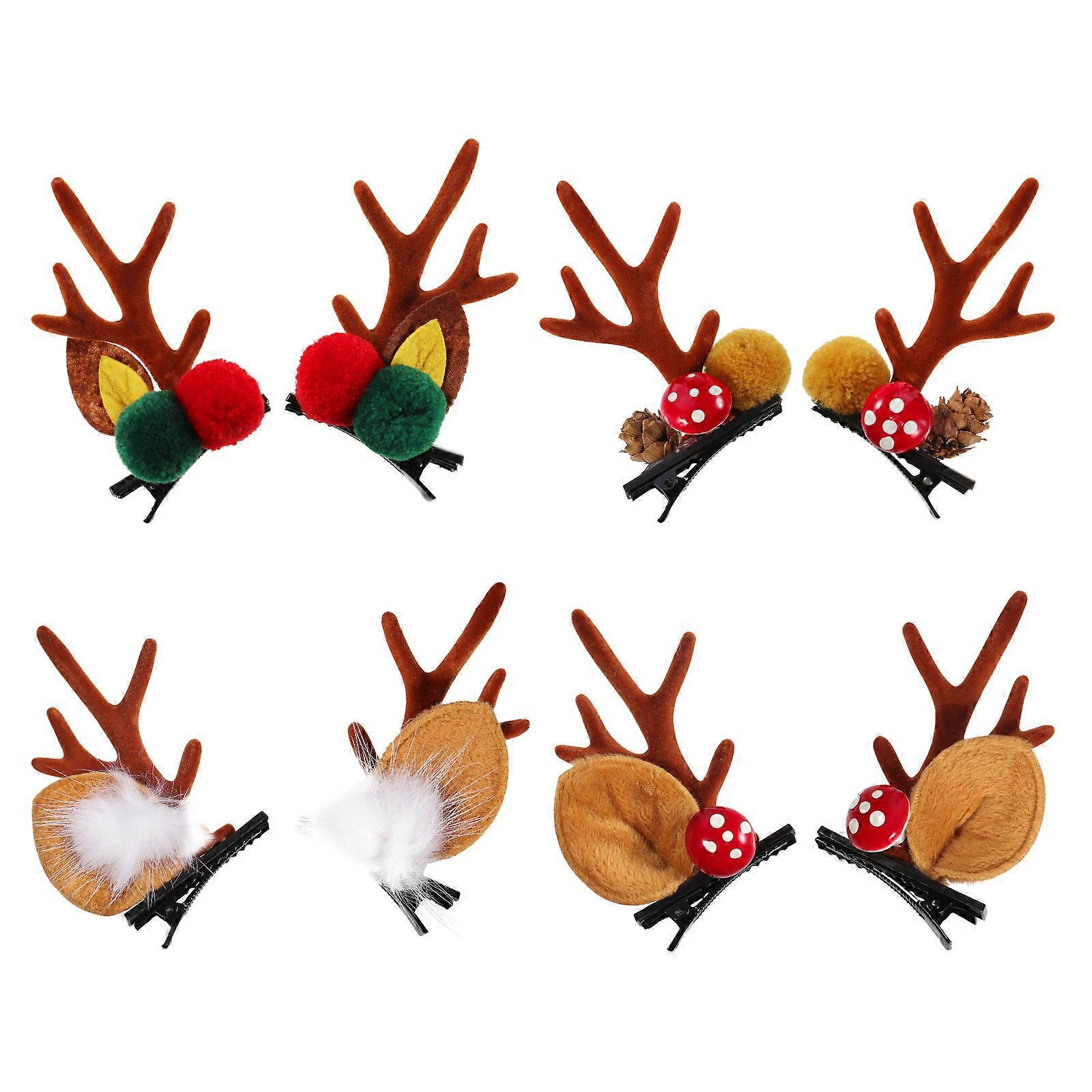 مقاطع شعر عيد الميلاد زخارف الشعر ذات الطابع الرنة تأثيري الدعامة للفتيات والأطفال 4 أزواج