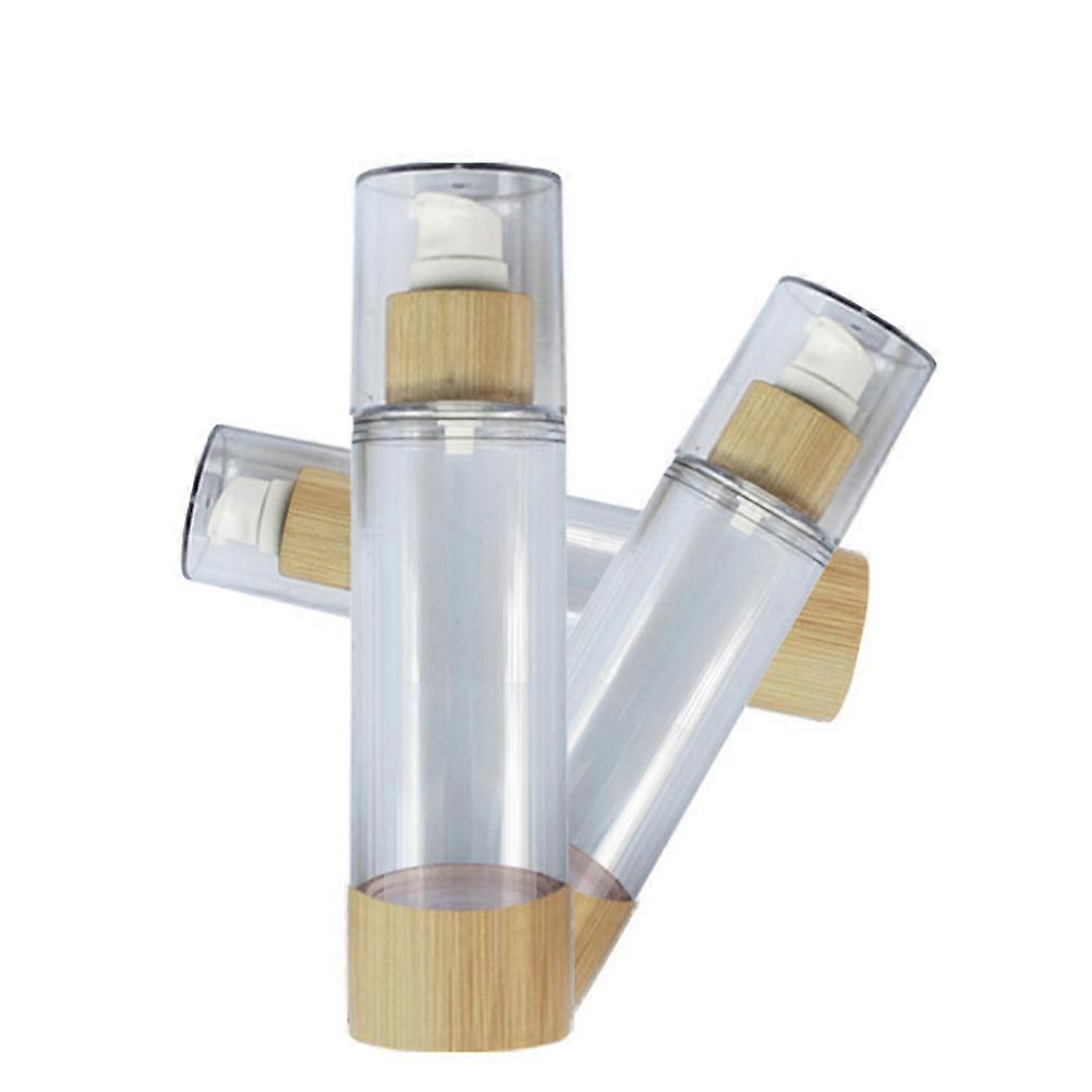 Sample Pump Bottles Travel Size Cosmetic Storage Bamboo Empty Travel Bottle Portable Daily Use 50ml Leak-Proof 1Set