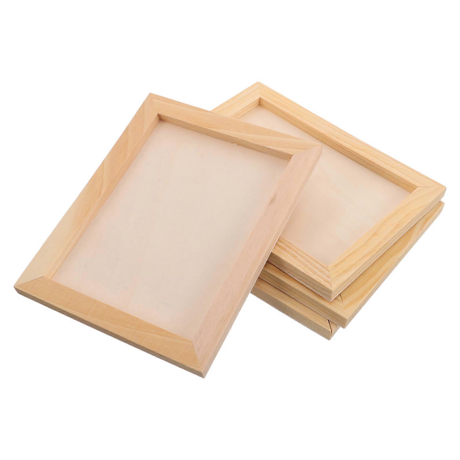 4pcs Wooden Picture Frames   Rectangle DIY Wood Frame for Kids, Unfinished Display Frames for Clay, Painting & Photo Projects