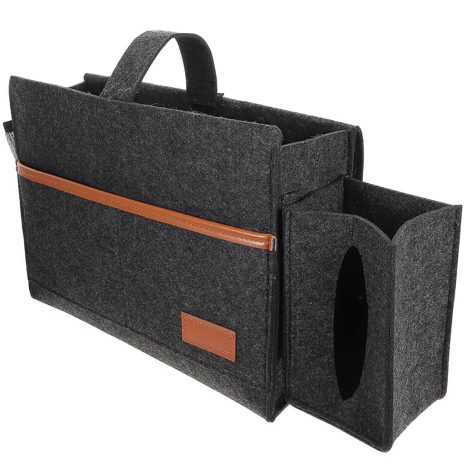 Felt Bedside Organizer for Storage Dark Grey Premium Quality with Reinforced Stitching 1pc