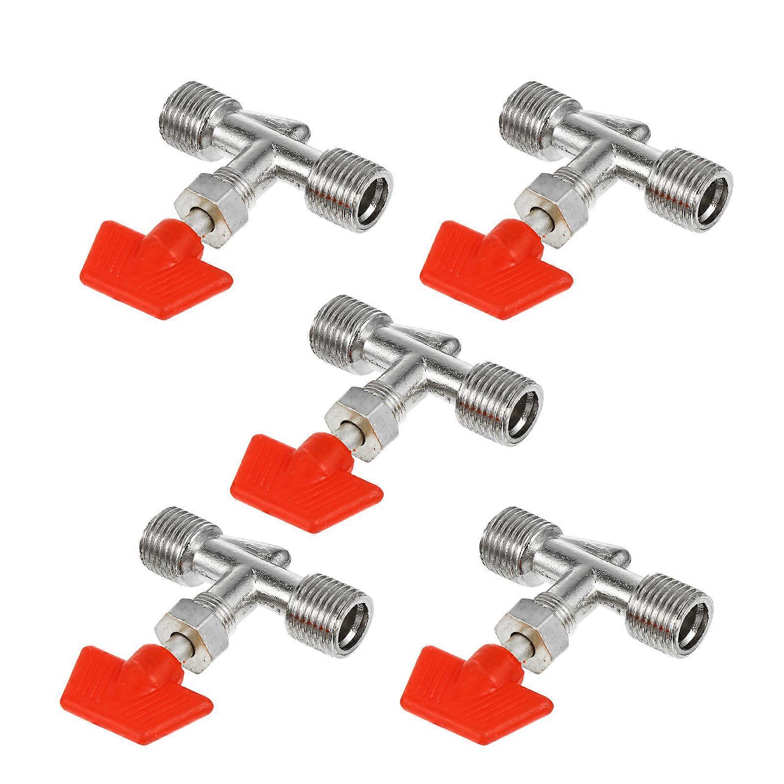 Air Compressor Connect Air Pipe Joint Valve Round Shape Red Color 5.4X4.2CM Copper Material 5Set