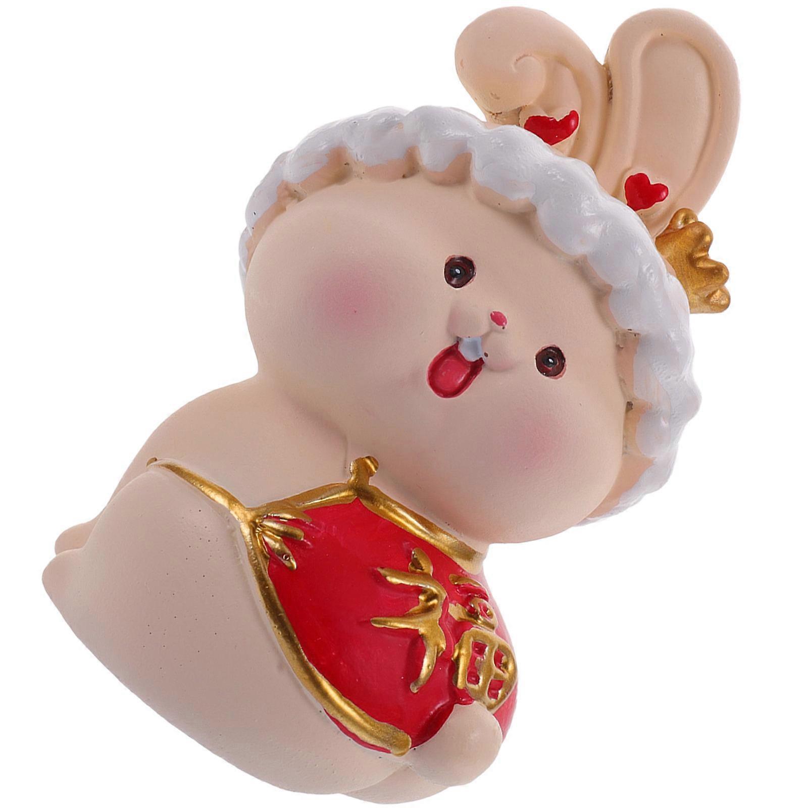 Mini Rabbit Statue Ornament For Home Decor Delicate .5X5X5CM Red Color 1Pack