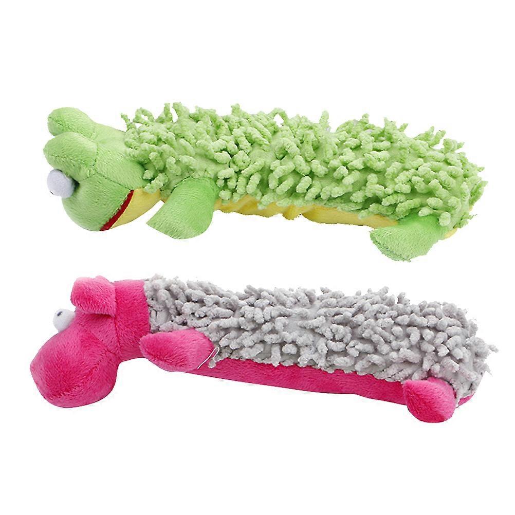 Educational Dog Squeaky Toy Set 2 Pcs Assorted Color Sound Making Plush Molar Chewing Plaything For Pet Owners
