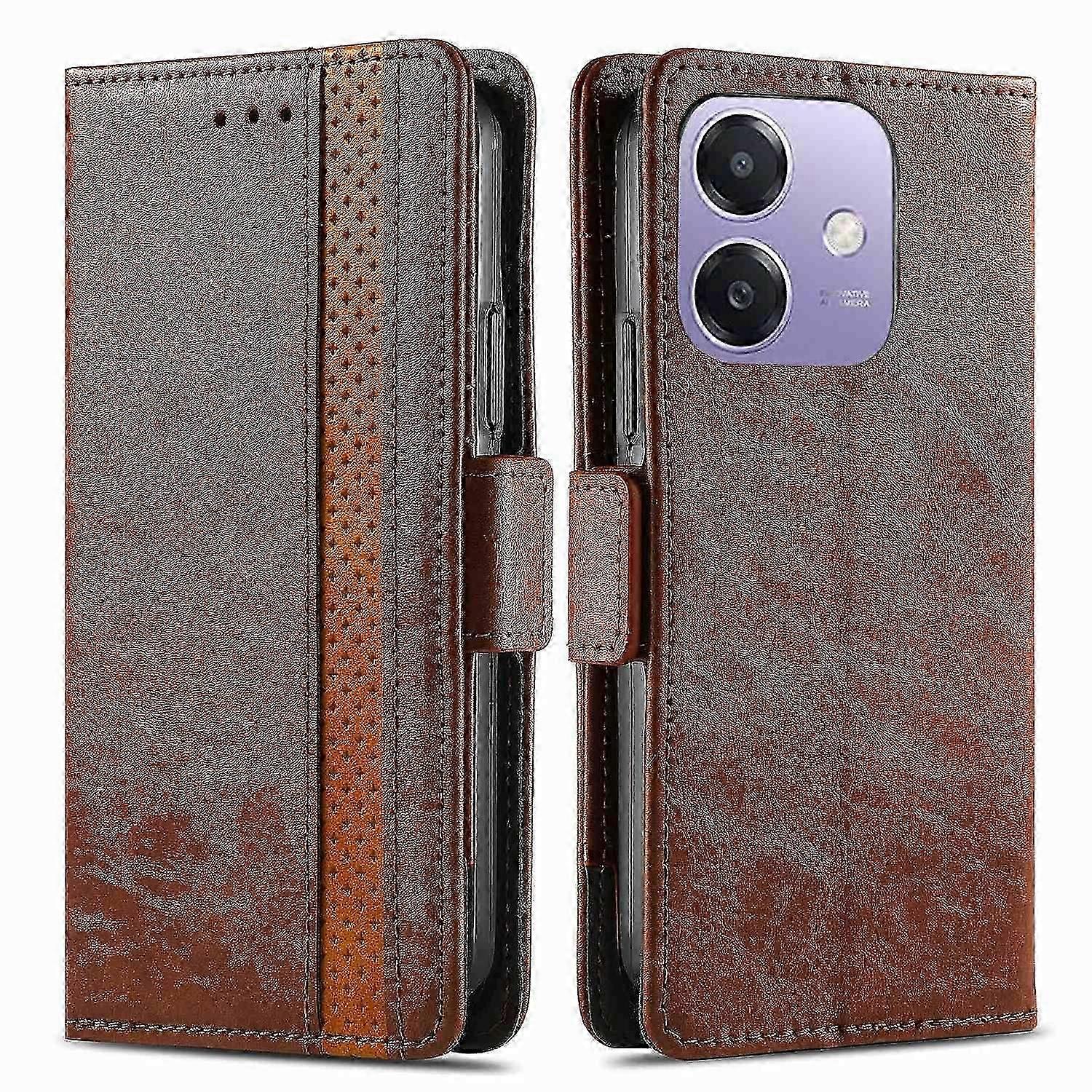 Case for Compatible with Oppo A3x, A40, A60 - Dark Stand Wallet Splicing PU Leather Cover