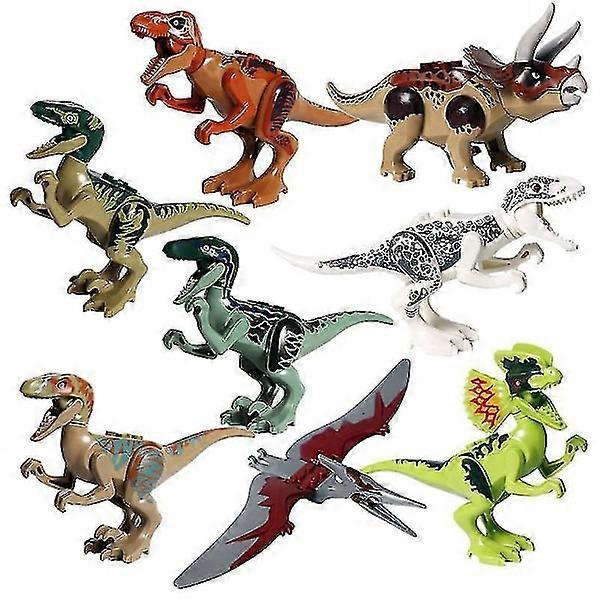 8pcs Dinosaur Building Blocks Pterosaur Triceratops Tyrannosaurus Rex Children Assembled Building Blocks
