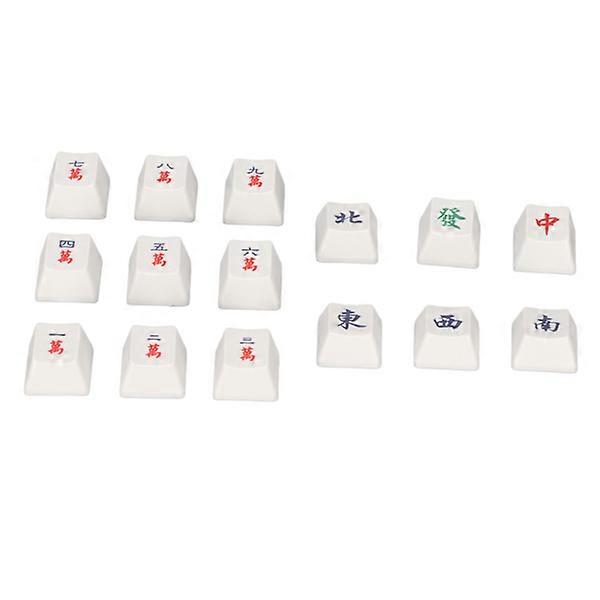 15 Pcs Gaming Keycaps Mahjong Pattern Cherry Height PBT Mechanical Keyboard Game Keycap Chinese Style