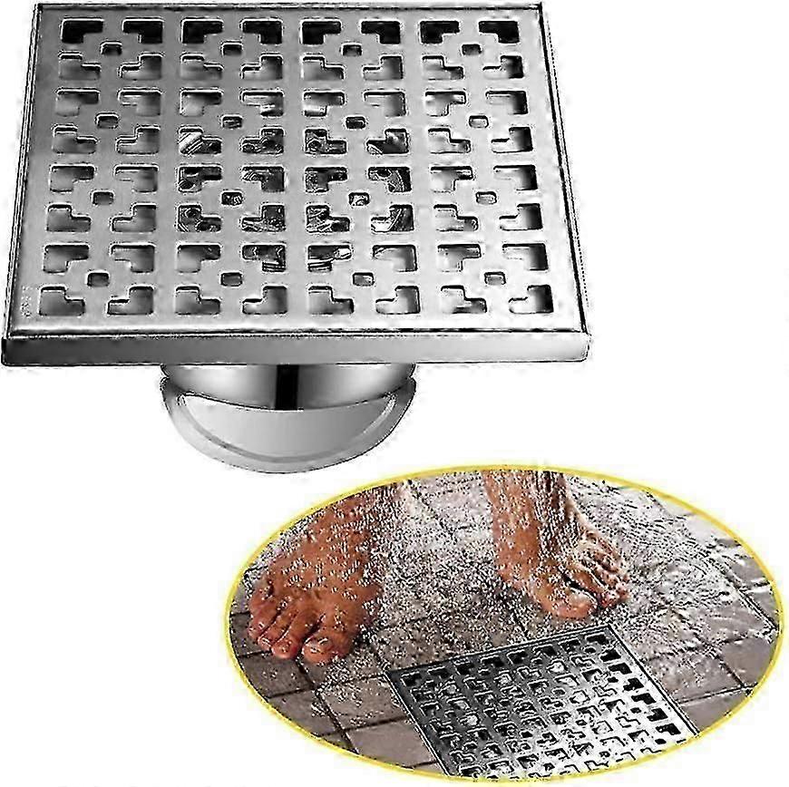 Outdoor Floor Drain, Floor Drain And Shower Drain, Drain Floor Drain, Drain With Perfume Stop And Hair Strainer, Silver-2020cm