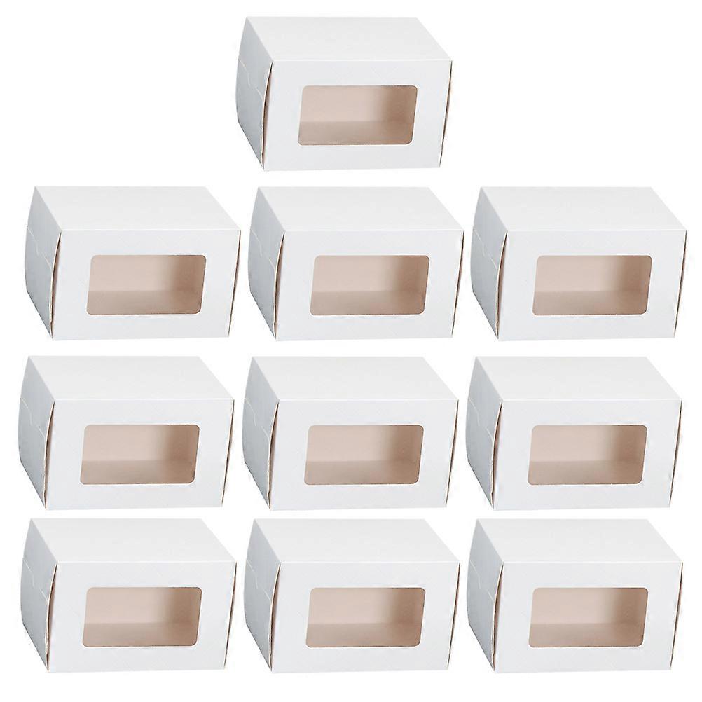 Cake Box Paper Cake Roll Packaging with Transparent Window 10Pcs