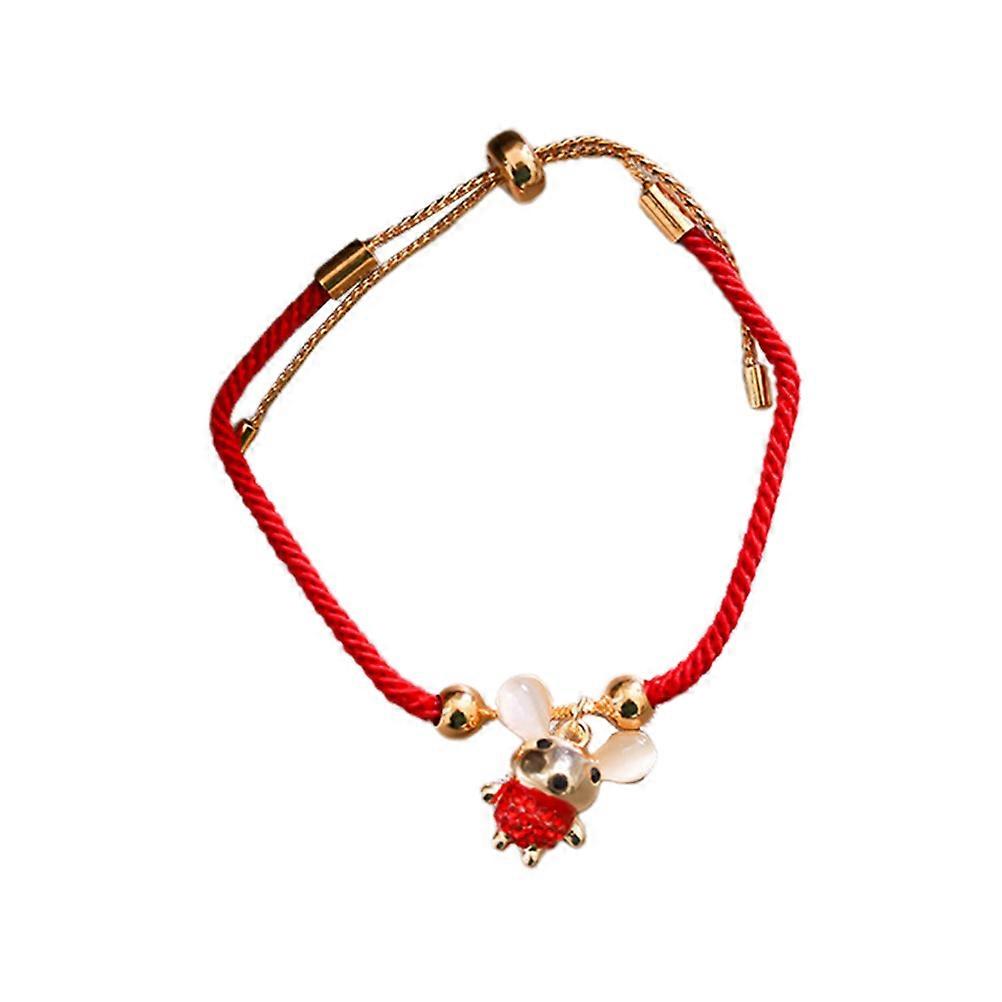 Red Mouse Year Bracelet Made of Alloy for Decor Simple Classic Design Smooth Surface Hypoallergenic 0.5in