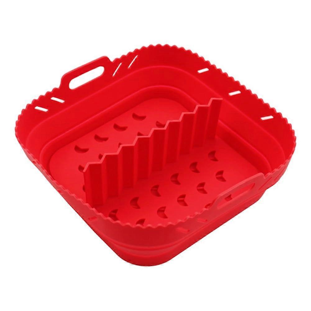 20.3 cm Silicone Air Fryer Mat with Divider, Foldable Design, Specifically for Air Fryers (Red) Ref: 8211