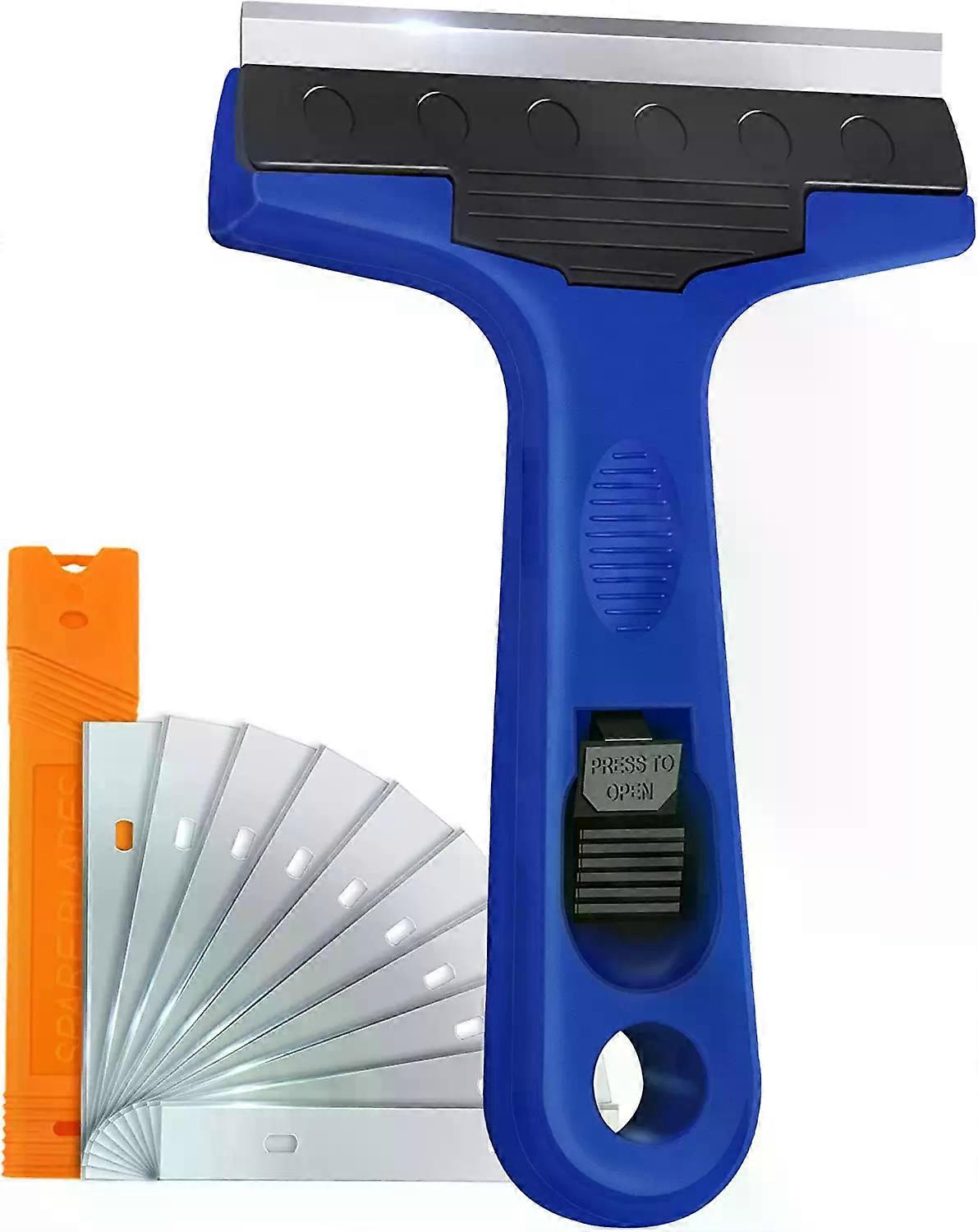 Razor Blade Scraper, 4" Scraper Tool with 10 Extra Replacement Metal Blades