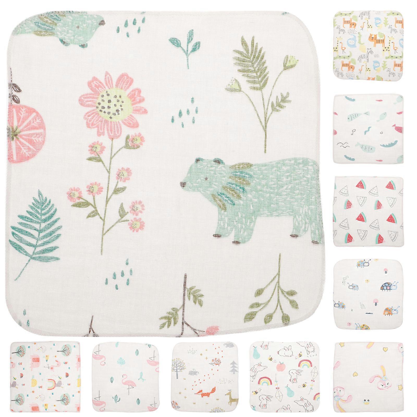 10Pcs Soft Cotton Baby Drool Towels Square Handkerchiefs For Newborns 25X25CM Perfect For Saliva Wiping